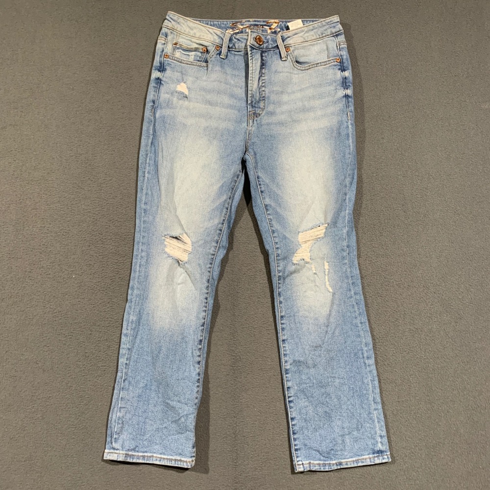Seven7 Fashion Jean Women 6 Light Wash Distressed High Rise Straight Leg Denim